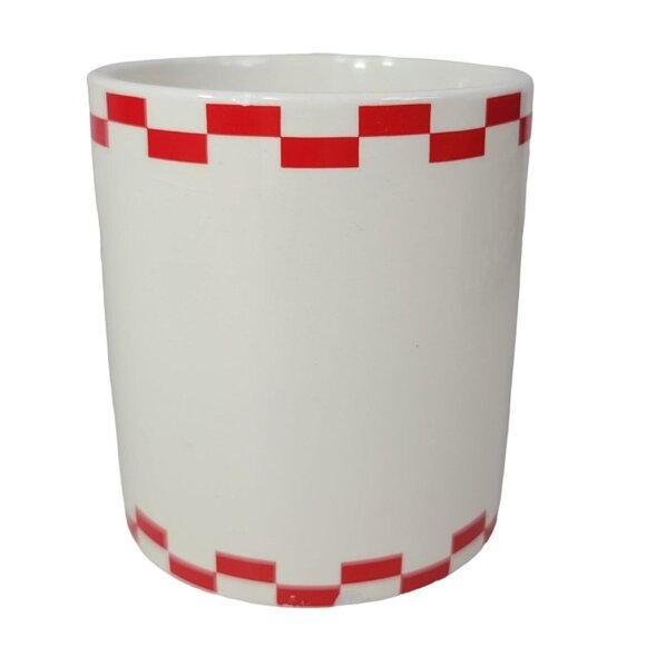 2/$15 Rooster Chicken Mug White Red 4.5" Large Oversized Farm Checkerboard READ - Picture 4 of 12